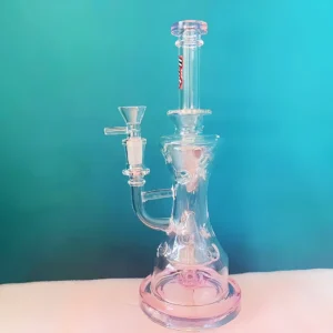 10″ Swiss Perc Glass Bong with Artistic Hourglass Chamber