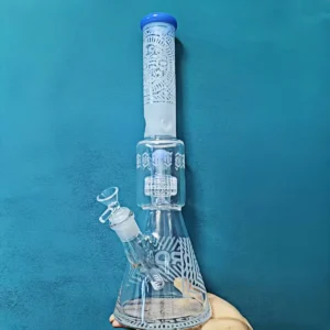 15.5″ 7mm Frosted Tribal Design Thick Beaker Bong