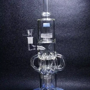 15″ Triple Perc Recycler Tornado Glass Bong | Sky Blue