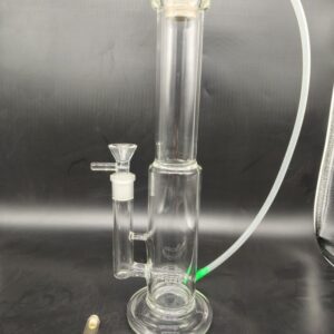 12″ Clear Straight Tube Glass Bong Inline Perc