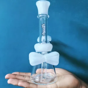 7″ Doll-Inspired Glass Bong with White Bow Accents