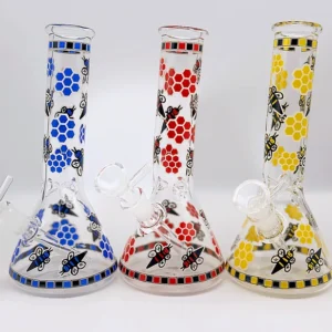 8″ Glow-in-the-Dark Honey Bee Beaker Glass Bong