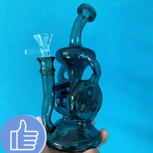 8″ Teal Swiss percs Recycler Glass Bong/Dab Rig