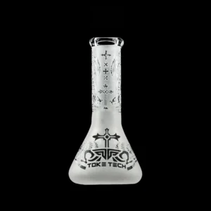 9″ Toke Tech 9mm Thick Frosted Glass Beaker Bong