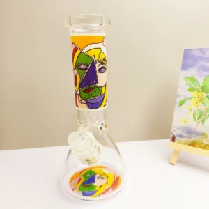 8″ Picasso-Style Abstract Glass Beaker Bong