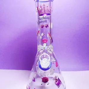 12″ Birthday Queen Purple Glass Bong 9mm Thick