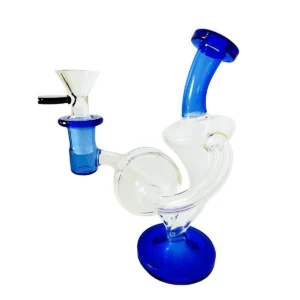 7.5″ Blue Accented Recycler Glass Bong