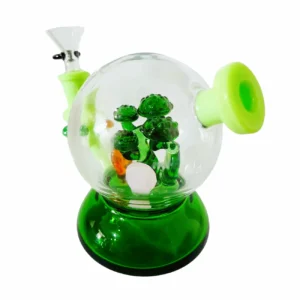7″ Bonsai Mushroom Cloche Glass Bong | Light Green