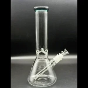 10″ Classic Clear Beaker Glass Bong with Colored Rim