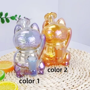 5.5″ Iridescent Lucky Cat Mini Glass Bong