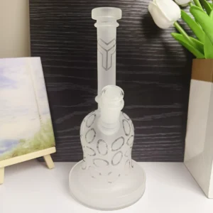 8″ Frosted Glass Bong with Etched Oval Pattern
