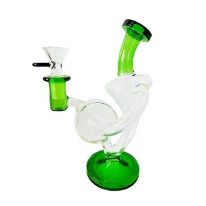7.5″ Green Accented Recycler Glass Bong