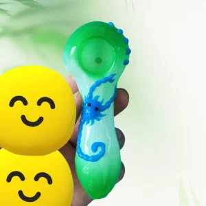 4.3″ Green-to-white Glow Scorpion Spoon Pipe