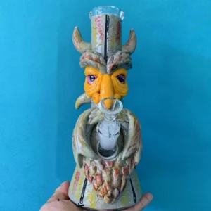 10” Hand-Painted 3D Owl Beaker Glass Bong