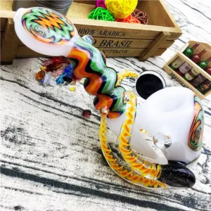 7″ Handcrafted Thick Horn Wig Wag Glass Pipe