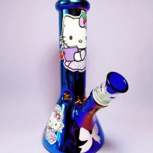 8″ Hello Kitty Cobalt Blue Iridescent Bong