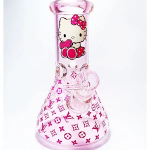 8″ 5mm Hello Kitty x LV Pink Beaker Glass Bong