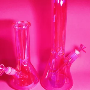 Hot Pink Iridescent Beaker Bong 5mm Sparkle Glass