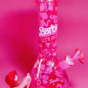 10″ Hot Pink Iridescent Sparkling Barbie Silhouette Bong