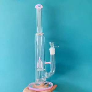 16″ Inverted 4 Gridded Perc Glass Straight Tube Bong