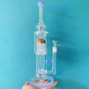 15″ Milky Purple Wig Wag Straight Tube Bong withe Tree Perc