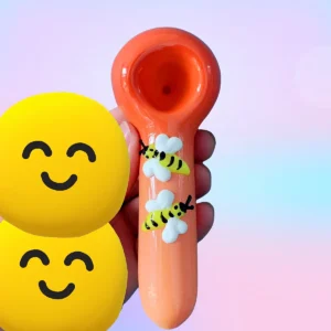 4.3″ Orange Glow-in-the-Dark 3D Bees Spoon Pipe