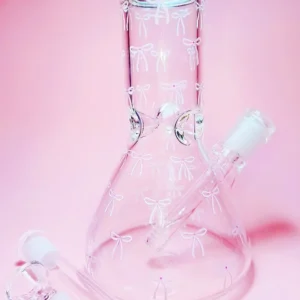 8″ 5mm Pink Bow Girly Glass Beaker Bong