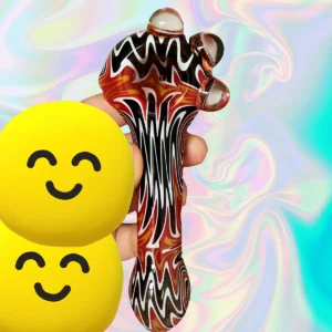 4.7″ Psychedelic Wig Wag Spoon Pipe with Triple Marbles