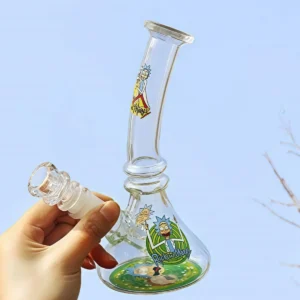 8″ Rick & Morty Bent Neck Beaker Glass Bong