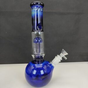 12″ Bubble Base Blue Glass Bong Tree Perc
