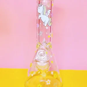12″ Unicorn Fantasy Pink Beaker Glass Bong 9mm Thick