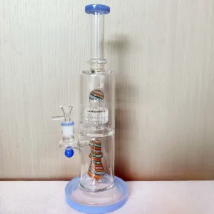 14″ Wig Wag Dual Perc Glass Bong with Matrix & Conical