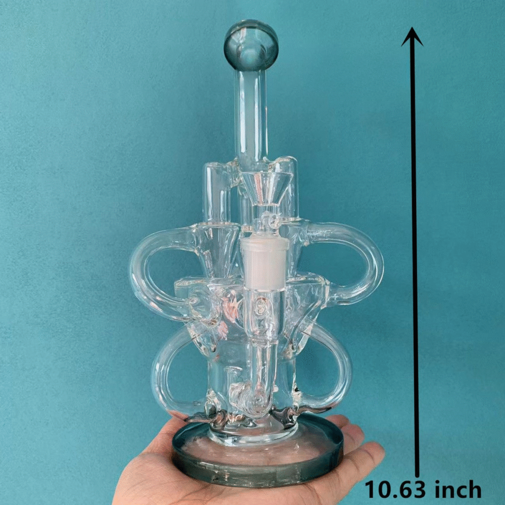 Glass Fab-Egg Recycler Bong Seed of Life Perc